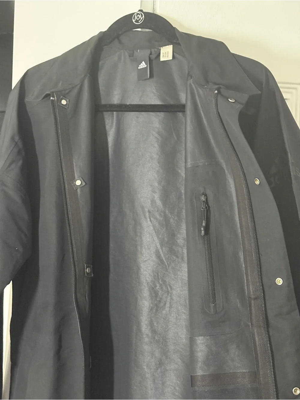 adidas Black Men's Raincoat with Snap Front